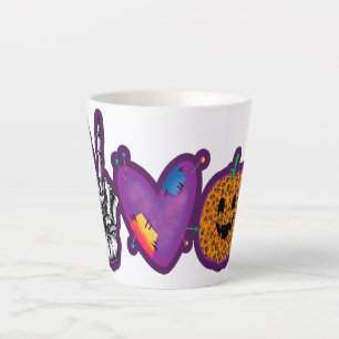 Tasse Latte Skeleton Citrouille Peace Love Halloween