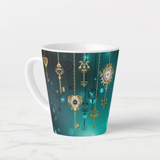 Tasse Latte Skeleton Keys on Green Background (Angle gauche)