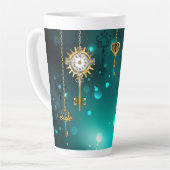 Tasse Latte Skeleton Keys on Green Background (Angle gauche)