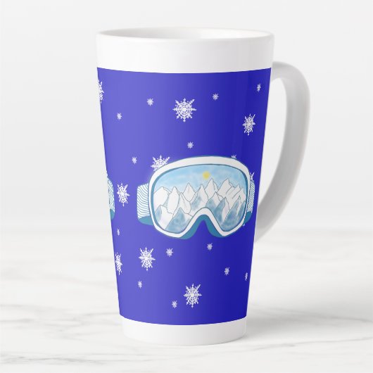 Tasse Latte Ski Goggers Snowflake Dance (Angle droit)