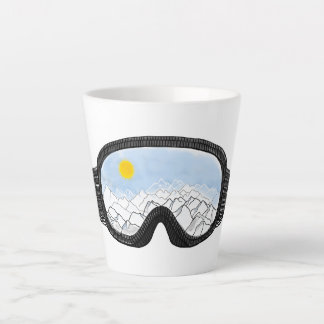 Tasse Latte Ski Goggles Mountain View Illustration