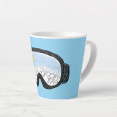 Tasse Latte Ski Goggles Mountain View Illustration Bleu clair (Angle droit)