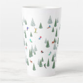 Tasse Latte Skiers Downhill Skiing Illustration (Devant)