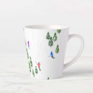 Tasse Latte Skieurs alpins Freeride Illustration