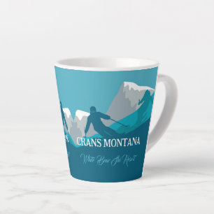 Tasse Latte Skieurs alpins Montana Texte personnalisé