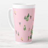 Tasse Latte Skieurs roses Ski d'ouverture Noël Ski de vacances (Angle gauche)