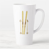 Tasse Latte Skis Et Poles D'Or | Retro Ski Illustration (Droite)