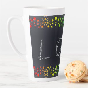 Tasse Latte SlipperyJoe aime les bulles rouge orange jaune ver