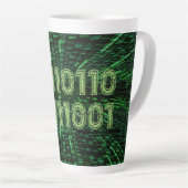 Tasse Latte SlipperyJoe's 69 code binaire vert vibrant calcul (Angle droit)