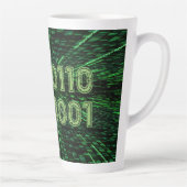 Tasse Latte SlipperyJoe's 69 code binaire vert vibrant calcul (Droite)