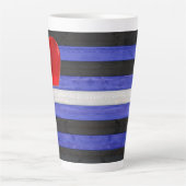 Tasse Latte SlipperyJoe's cuir drapeau orgueil noir bleu royal (Devant)