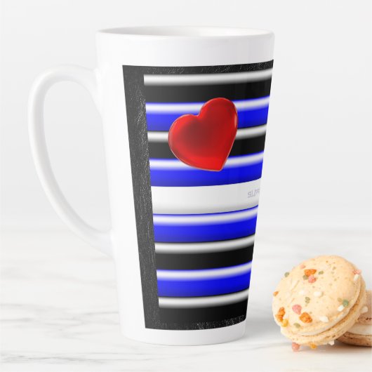 Tasse Latte SlipperyJoe's Gay Leather Pride drapeau royal noir (En situation)