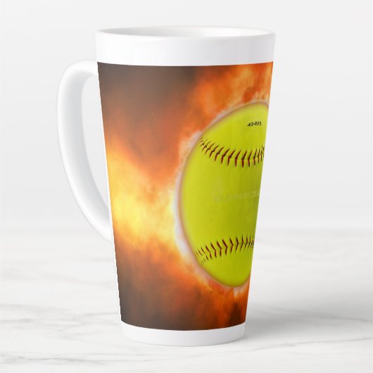 Tasse Latte SlipperyJoe's jaune balle de feu de balle de feu r (Angle gauche)