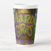 Tasse Latte SlipperyJoe's Mardi Gras Colliers de perles doublo (Devant)