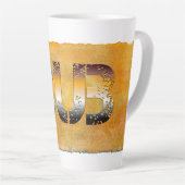 Tasse Latte SlipperyJoe's petit ours mot orange-brun pro (Angle droit)