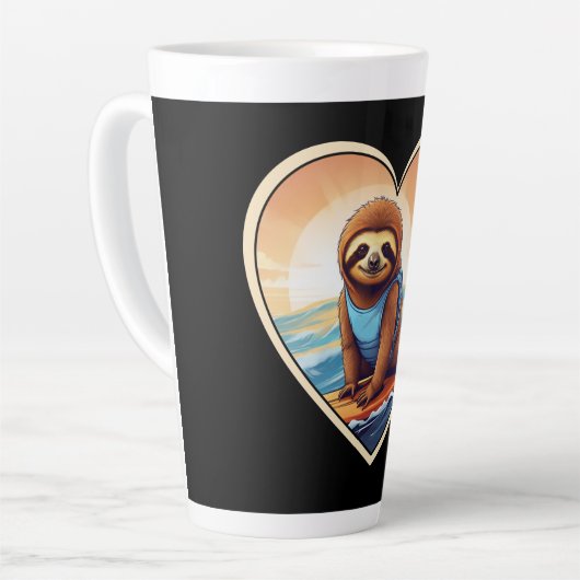 Tasse Latte Sloth Surfing (Angle gauche)