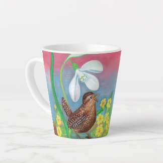 Tasse Latte Snowdrop & wren oiseau convoquer le printemps des 