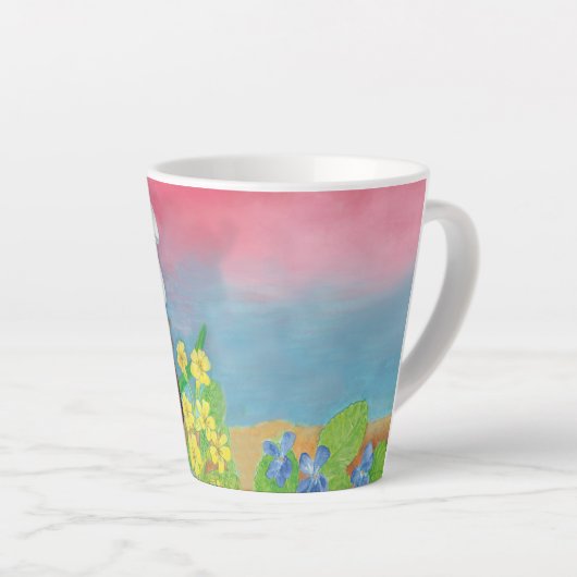 Tasse Latte Snowdrop & wren oiseau convoquer le printemps des (Angle droit)