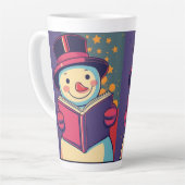 Tasse Latte Snowman aime lire un livre, de belles histoires (Angle gauche)