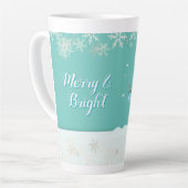 Tasse Latte Snowman Art Noël Joyeux et heureux dire (Angle gauche)