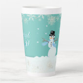 Tasse Latte Snowman Art Noël Joyeux et heureux dire (Devant)