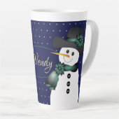 Tasse Latte Snowman bleu foncé (Angle droit)
