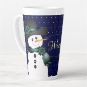 Tasse Latte Snowman bleu foncé (Angle gauche)