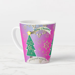 Tasse Latte Snowy violet bronze de Noël scène arbre de Noël
