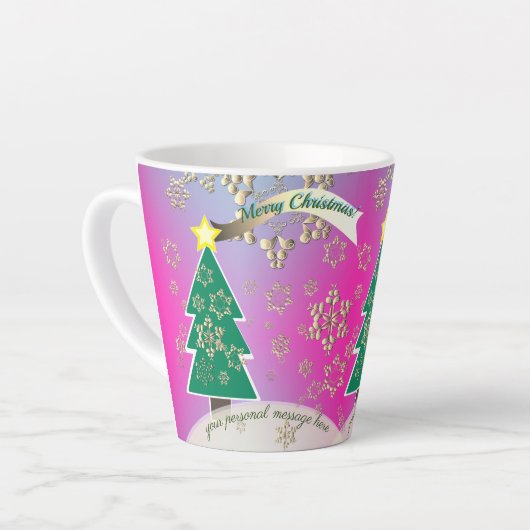 Tasse Latte Snowy violet bronze de Noël scène arbre de Noël (Angle gauche)