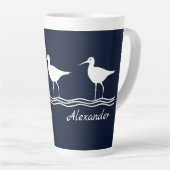 Tasse Latte soft navy sand Pipers on white PILLOW (Angle droit)