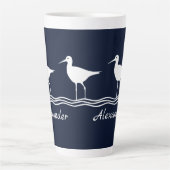 Tasse Latte soft navy sand Pipers on white PILLOW (Devant)