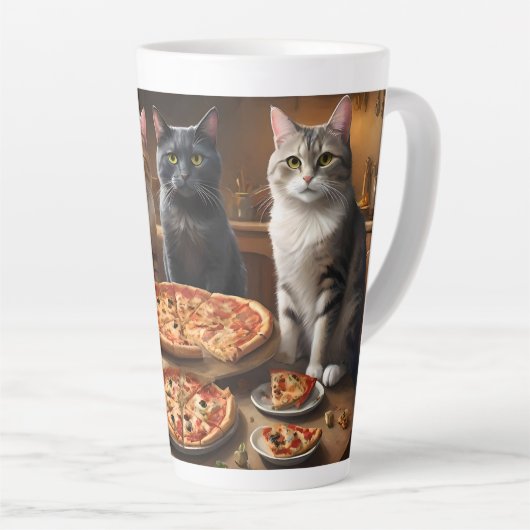 Tasse Latte Soirée Pizza Chat, (Angle droit)