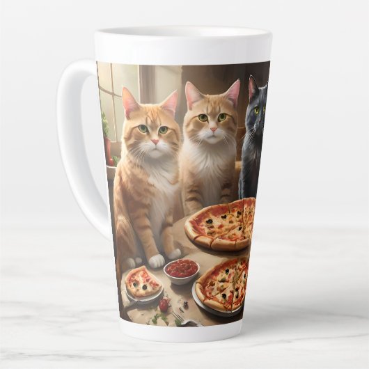 Tasse Latte Soirée Pizza Chat, (Angle gauche)