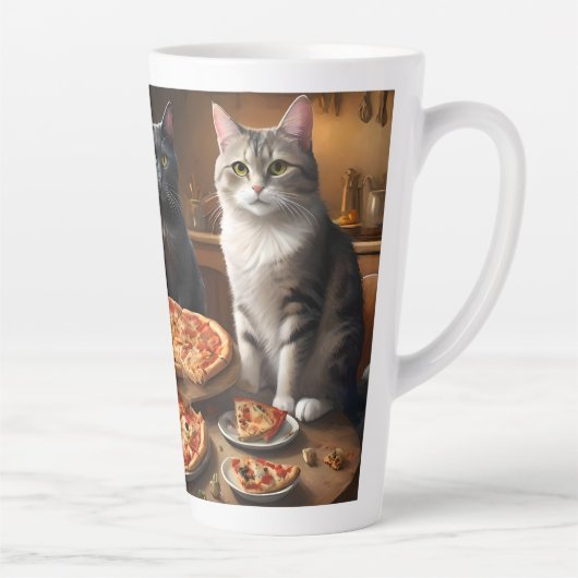 Tasse Latte Soirée Pizza Chat, (Droite)