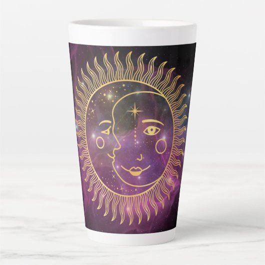 Tasse Latte Soleil céleste pourpre et lune (Devant)