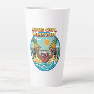 Tasse Latte Soleil Dehors Jeux de Mots Dehors Badge de Plage |