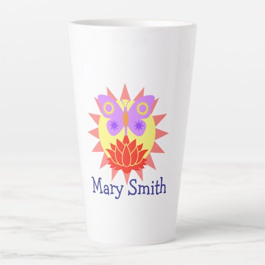 Tasse Latte Soleil, Papillon et Fleur (Devant)
