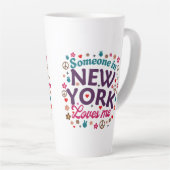 Tasse Latte Someone in New York Loves Me Retro Funny Design (Angle droit)
