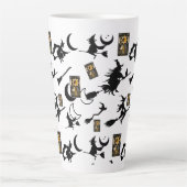 Tasse Latte sorcière assistant chatte lune bloomstick (Devant)