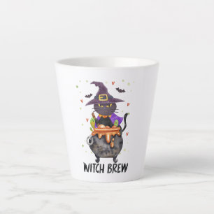 Tasse Latte Sorcière - Chat portant une sorcière