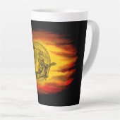 Tasse Latte Sorcière volante avec chat noir, nuit halloween (Angle droit)