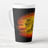 Tasse Latte Sorcière volante avec chat noir, nuit halloween (Angle gauche)