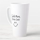 Tasse Latte Souriez Plus, Stress Moins Doodle Design (Angle gauche)