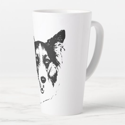 Tasse Latte Sourire d'automne en encre (Angle droit)