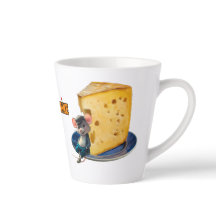 Souris de dessin animé en amour avec une tranche d