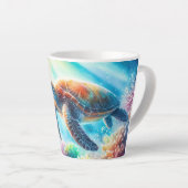 Tasse Latte Sous la tortue de mer (Angle droit)