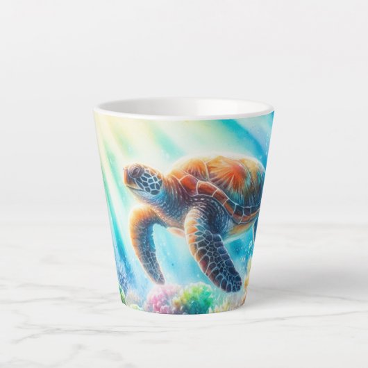 Tasse Latte Sous la tortue de mer (Devant)