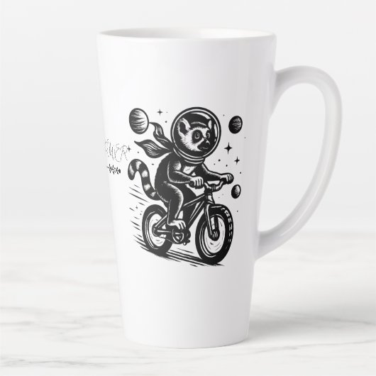 Tasse Latte Space Lemur Astronaut Riding Bicycle - Madagascar (Droite)