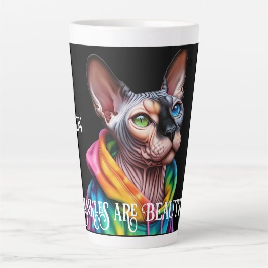 Tasse Latte Sphynx Cat Wrinkles Anniversaire (Devant)