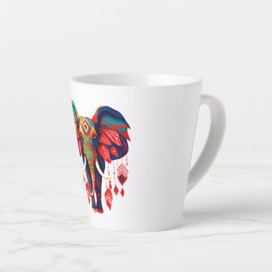 Tasse Latte Spiritual Elephant with Red Feathers (Angle droit)